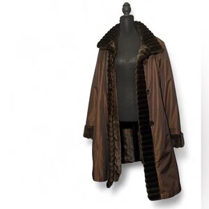 Gallery Brown Coat with Faux Fur Trim